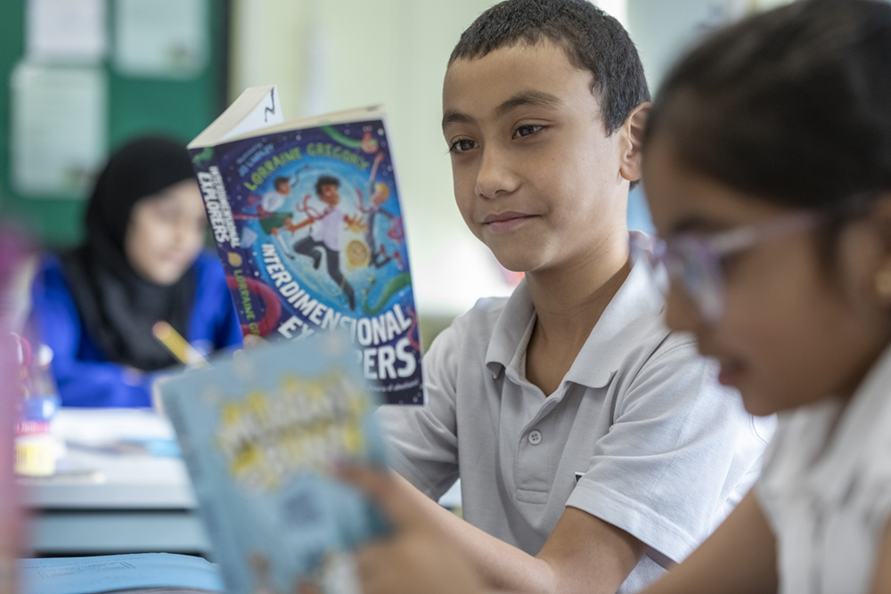 boy reading book